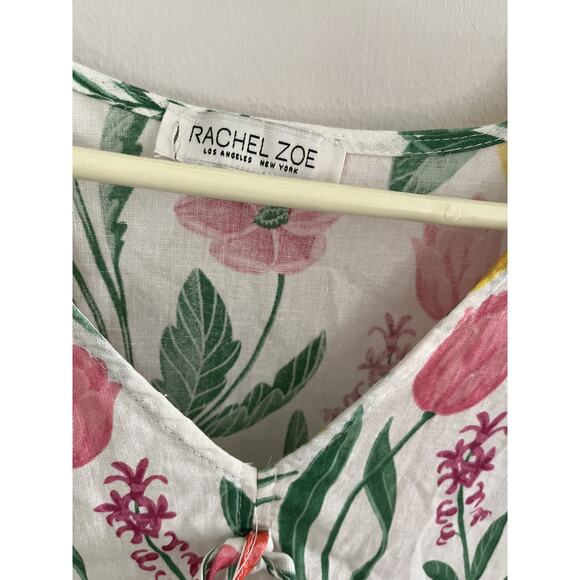 Rachel Zoe Women 2X Linen Blend Blouse Top Floral Cottage Core Coastal Grandma - Picture 2 of 5